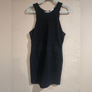 Herve Leger Black Halter Bodycon Midi Dress, Size Large